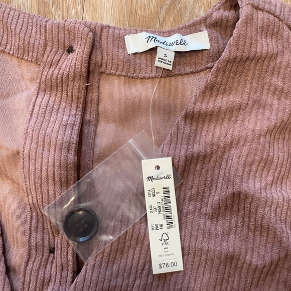 Madewell Corduroy V-Neck Top Color Fig - Picture 2 of 3